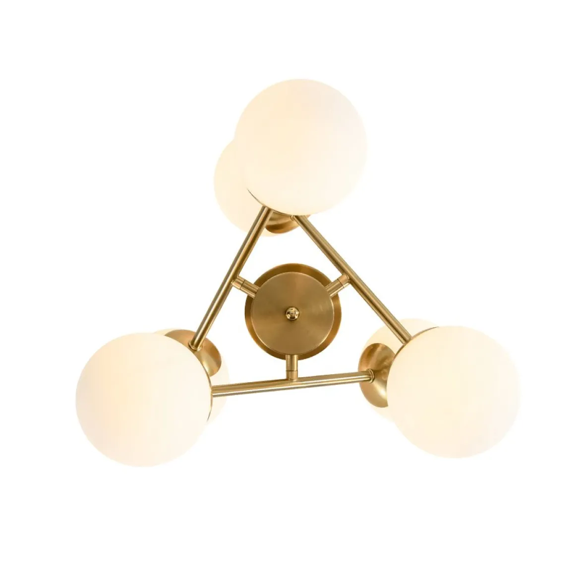 Adjustable Opal Glass Globe Brass Sputnik Semi Flush Mount