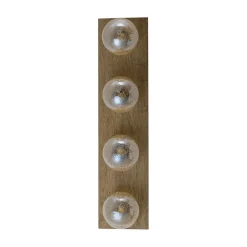 Amber Textured Glass Linear Wooden Semi Flush Mount / Wall Light