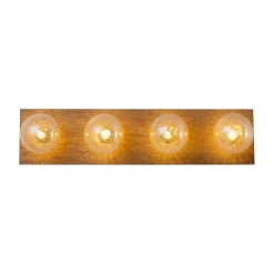 Amber Textured Glass Linear Wooden Semi Flush Mount / Wall Light