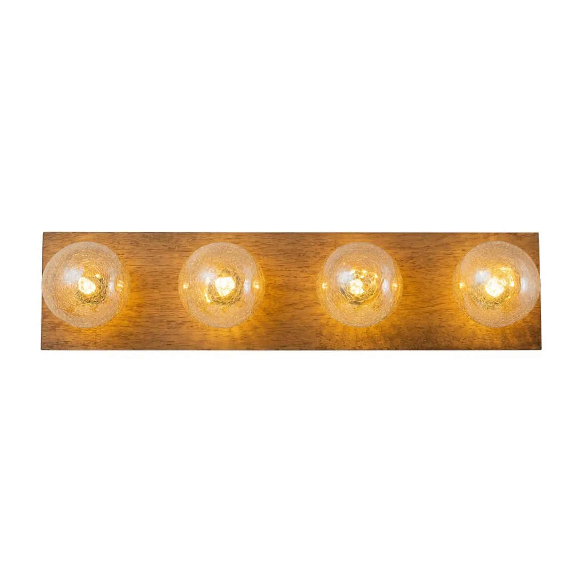 Amber Textured Glass Linear Wooden Semi Flush Mount / Wall Light