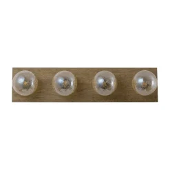 Amber Textured Glass Linear Wooden Semi Flush Mount / Wall Light