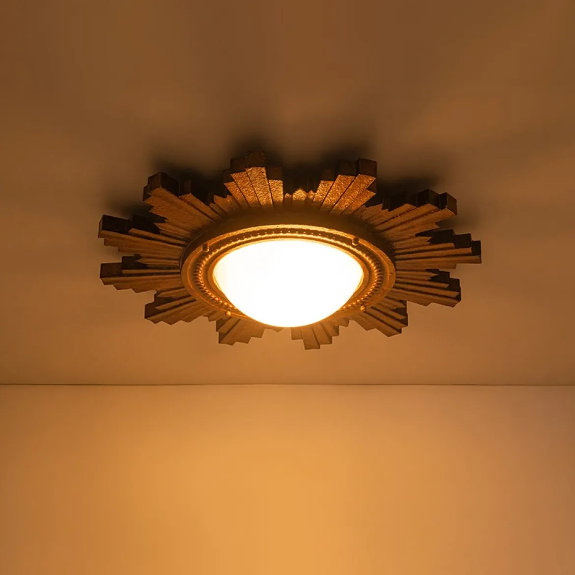 Antique Apollo Sunburst Sculpture Flush Mount / Wall Light