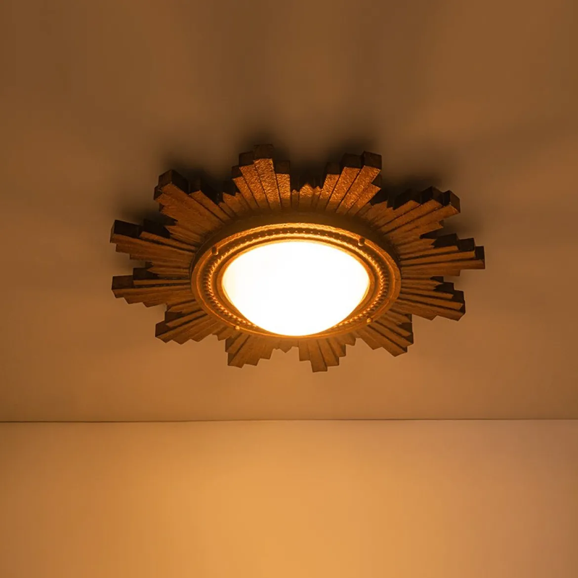 Antique Apollo Sunburst Sculpture Flush Mount / Wall Light