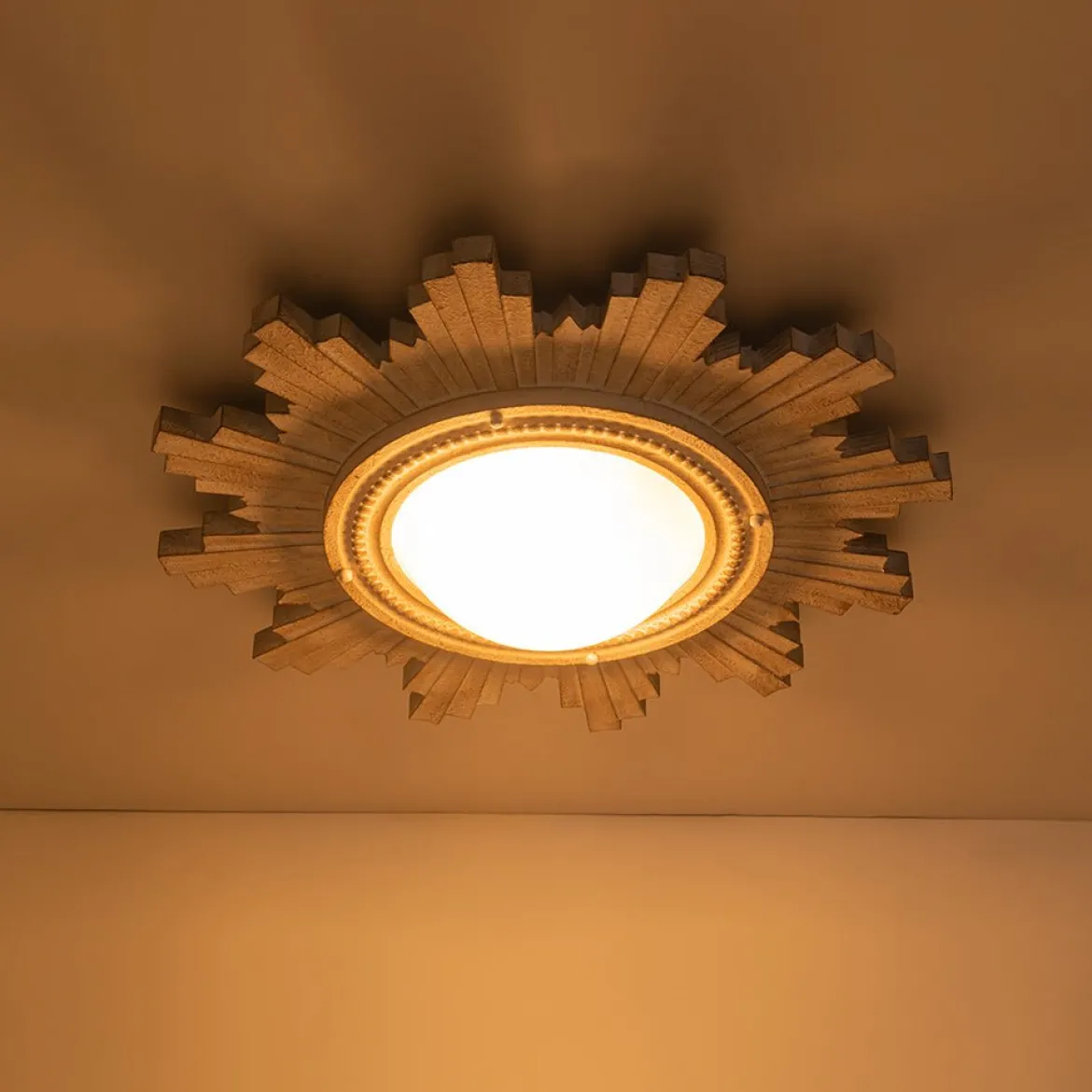 Antique Apollo Sunburst Sculpture Flush Mount / Wall Light