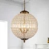 Antique Brass Crystal Globe Chandelier
