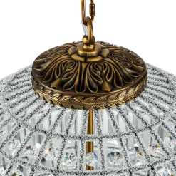 Antique Brass Crystal Globe Chandelier