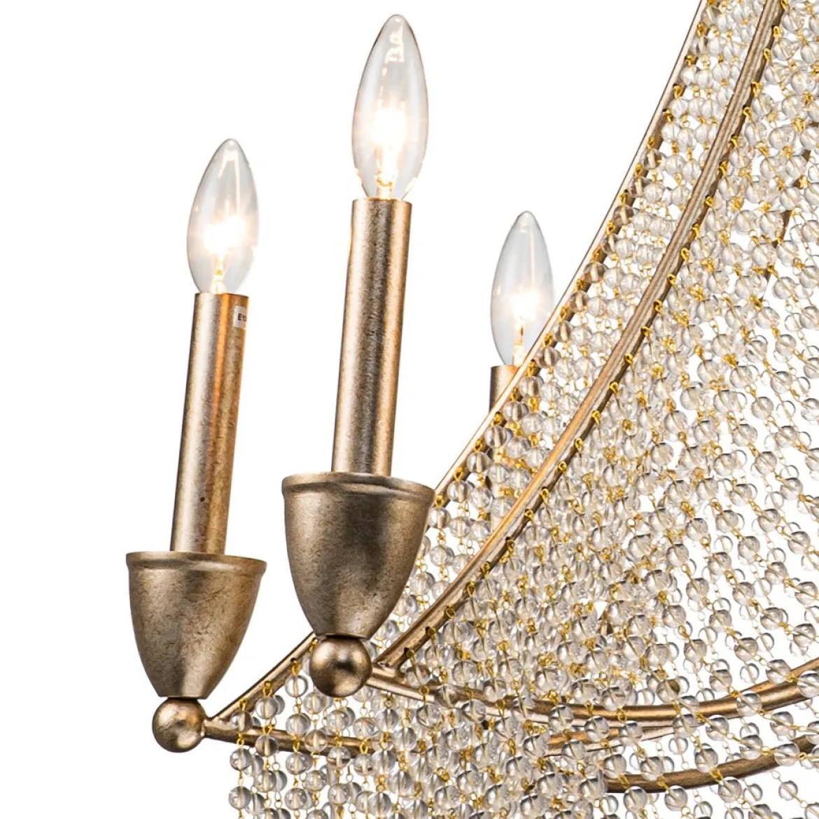 Antique Candle Style Crystal Bead Empire Chandelier