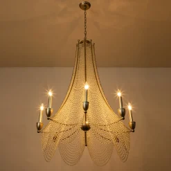 Antique Candle Style Crystal Bead Empire Chandelier