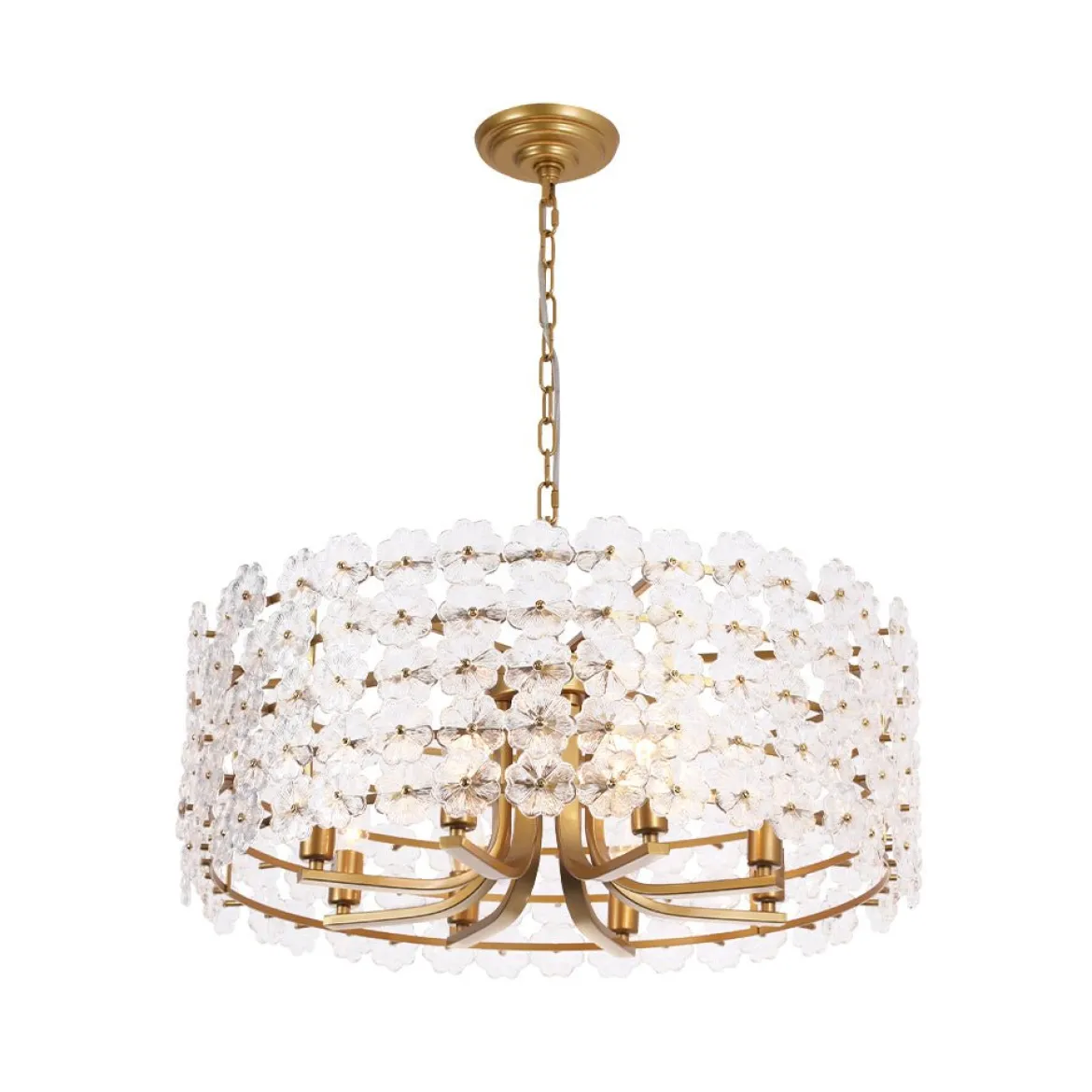 Art Deco Blossom Floral Cage Drum Lantern Pendant Light