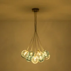 Art Deco Blue Hue Cluster Glass Globe Bubble Chandelier