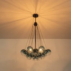 Art Deco Color Cluster Glass Globe Bubble Chandelier