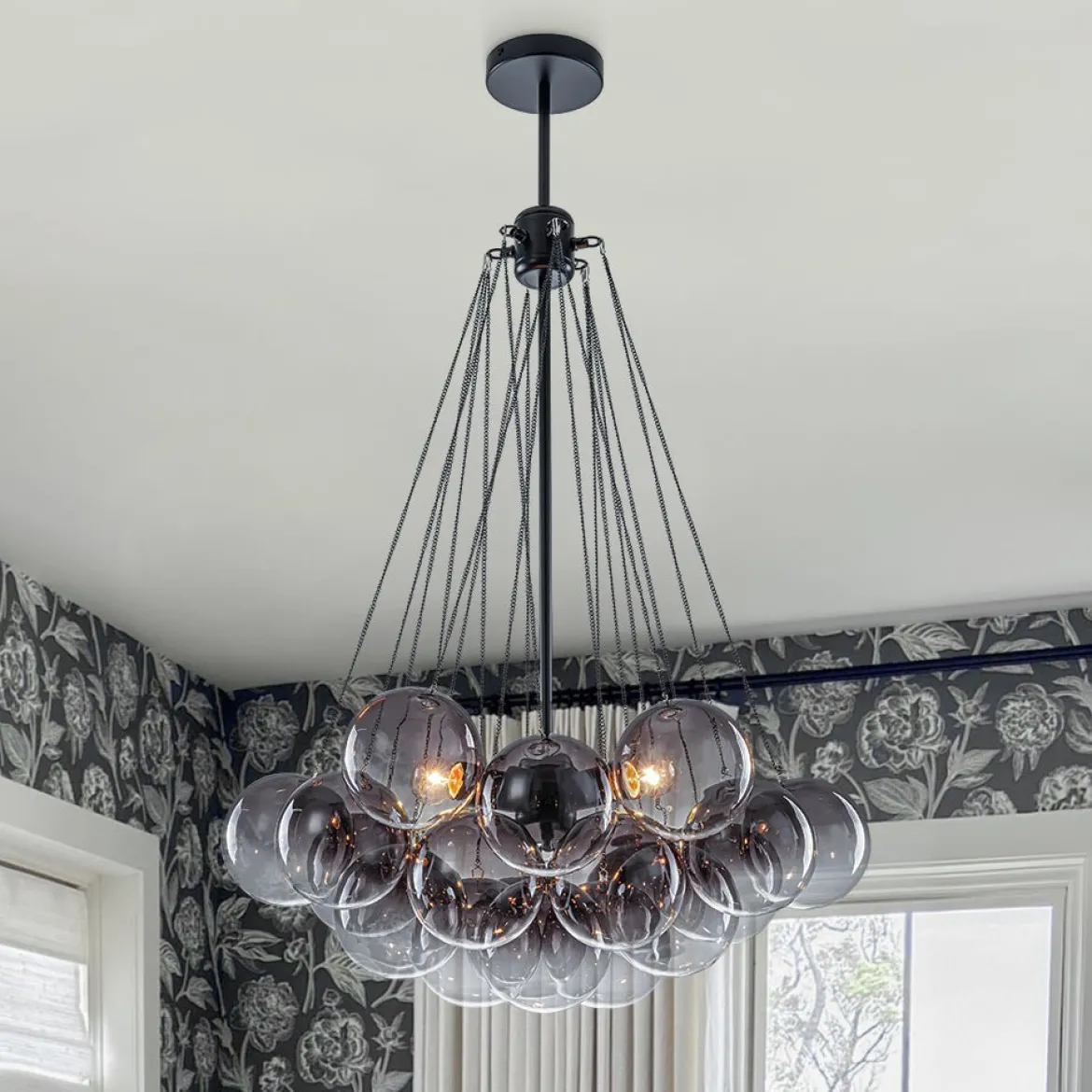 Art Deco Color Cluster Glass Globe Bubble Chandelier