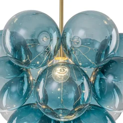Art Deco Color 1-Light Cluster Glass Globe Bubble Chandelier