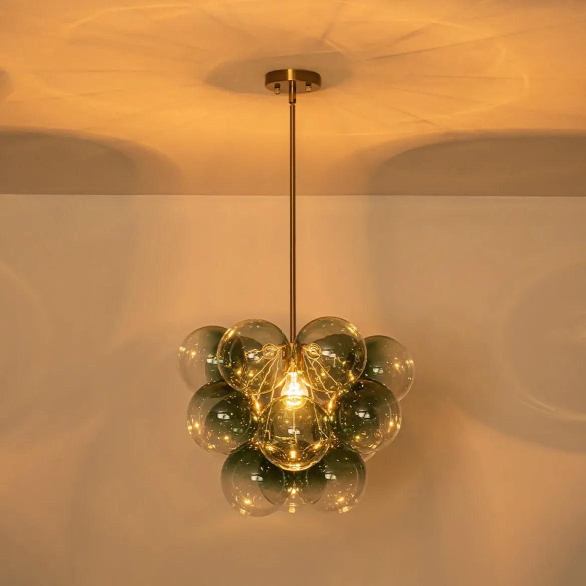 Art Deco Color 1-Light Cluster Glass Globe Bubble Chandelier