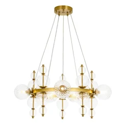 Art Deco 10-Light Glass Globe Bubble Circle Chandelier