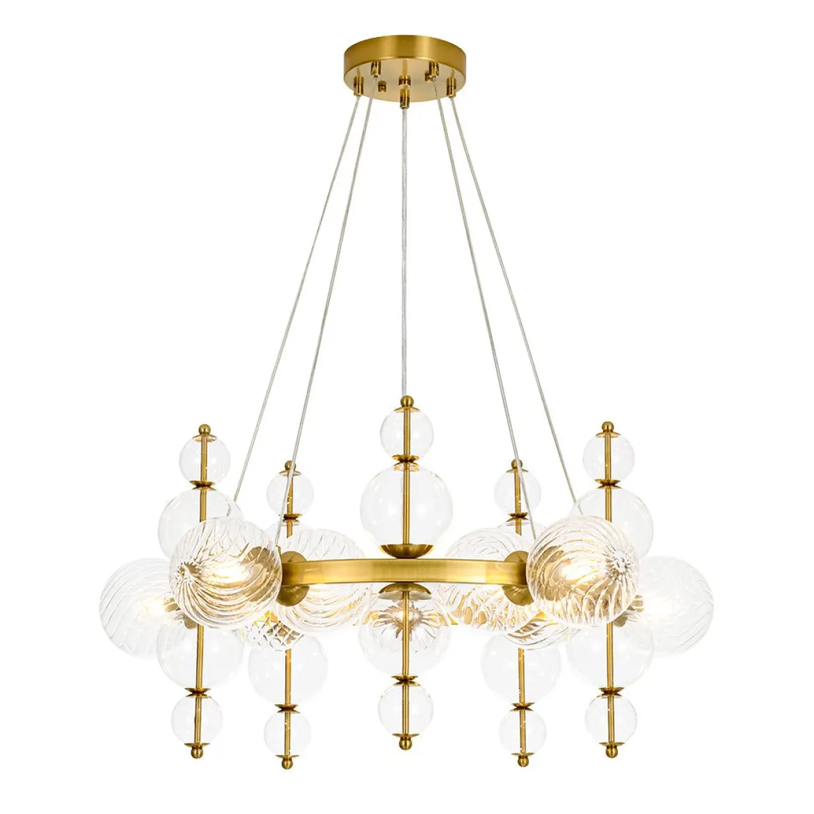 Art Deco 10-Light Glass Globe Bubble Circle Chandelier