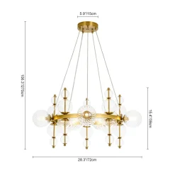 Art Deco 10-Light Glass Globe Bubble Circle Chandelier