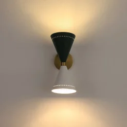 Art Deco 2-Light Up Down Dual Cone Wall Sconce