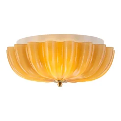 Art Deco Pleated Flower Shine Glass Semi Flush Mount