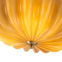 Art Deco Pleated Flower Shine Glass Semi Flush Mount