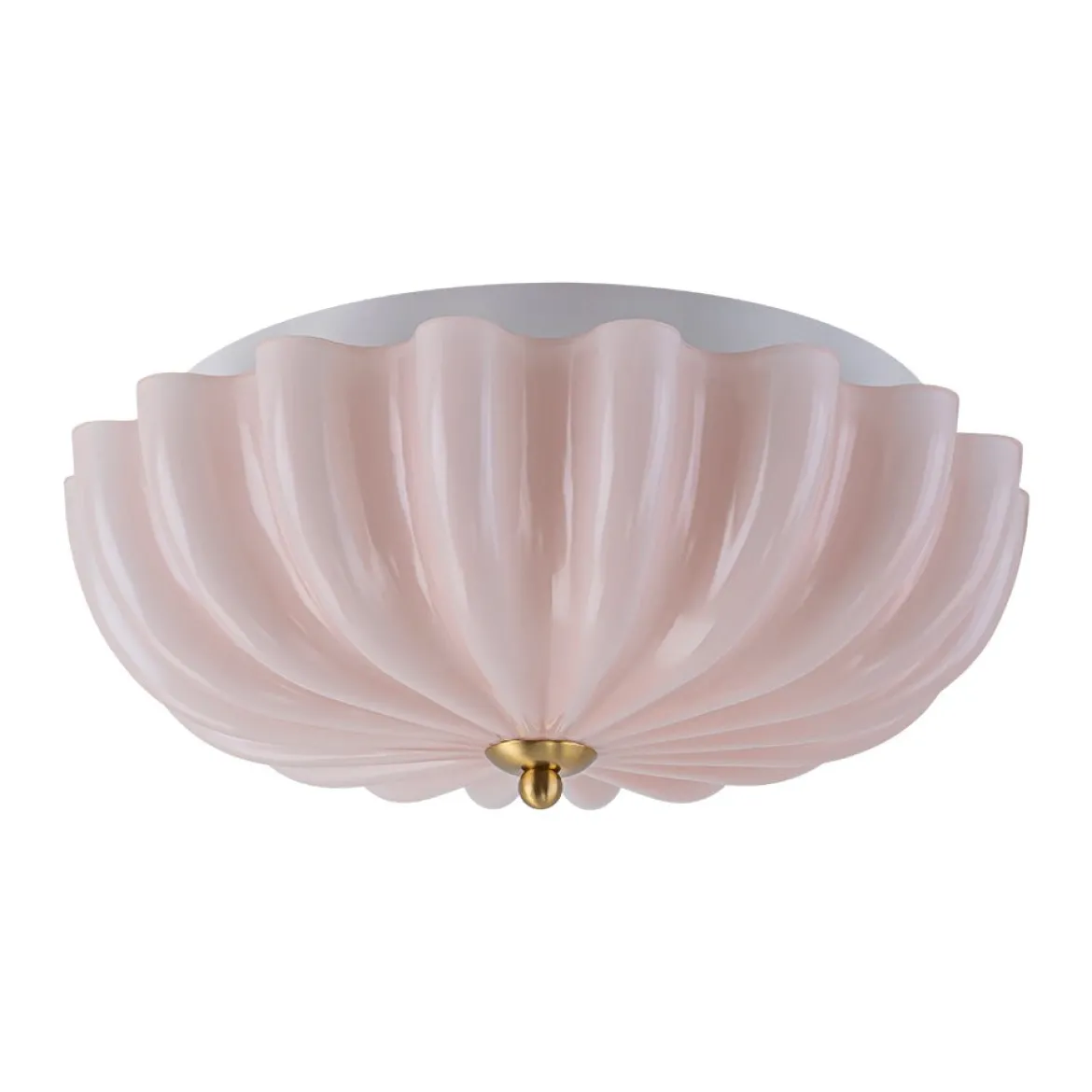 Art Deco Pleated Flower Shine Glass Semi Flush Mount