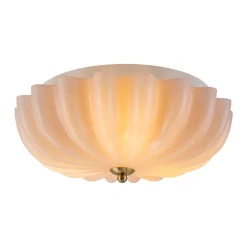 Art Deco Pleated Flower Shine Glass Semi Flush Mount
