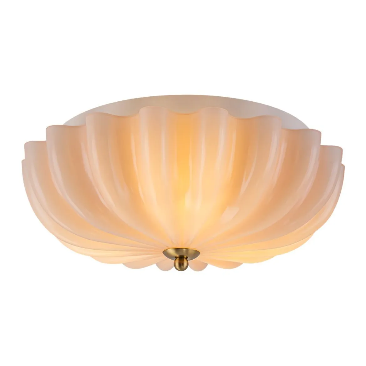 Art Deco Pleated Flower Shine Glass Semi Flush Mount