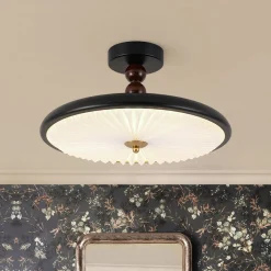 Art Deco Pleated Shade Round Dimmable LED Ceiling Light