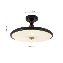 Art Deco Pleated Shade Round Dimmable LED Ceiling Light