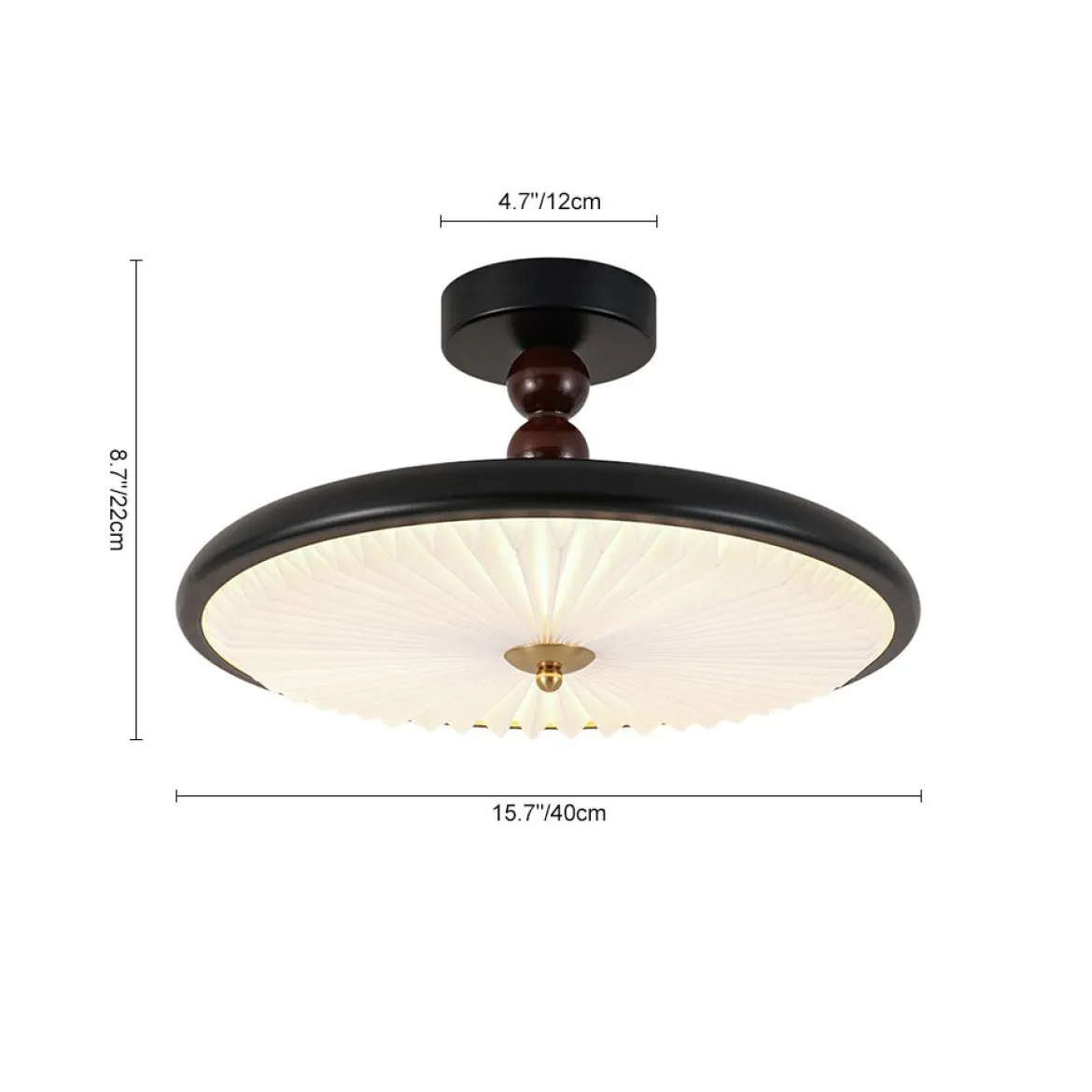 Art Deco Pleated Shade Round Dimmable LED Ceiling Light