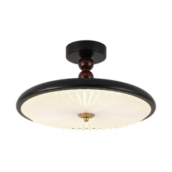 Art Deco Pleated Shade Round Dimmable LED Ceiling Light