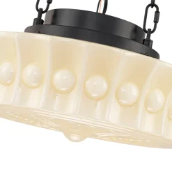 Art Deco Sculptural Milk Glass Schoolhouse LED Pendant