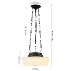 Art Deco Sculptural Milk Glass Schoolhouse LED Pendant