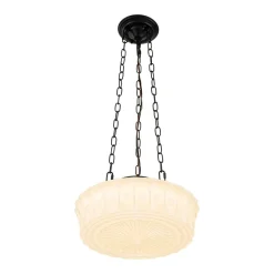 Art Deco Sculptural Milk Glass Schoolhouse LED Pendant