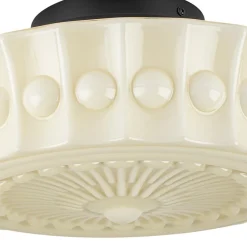Art Deco Sculptural Milk Glass Schoolhouse LED Ceiling Light