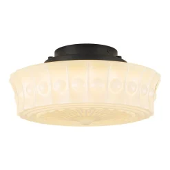 Art Deco Sculptural Milk Glass Schoolhouse LED Ceiling Light