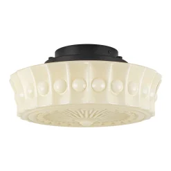 Art Deco Sculptural Milk Glass Schoolhouse LED Ceiling Light