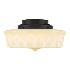 Art Deco Sculptural Milk Glass Schoolhouse LED Ceiling Light