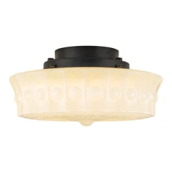 Art Deco Sculptural Milk Glass Schoolhouse LED Ceiling Light