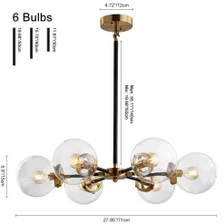 Black and Brass Mid-century Sputnik Chandelier