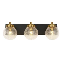 Black Brass Crackle Glass Globe Vanity Wall Lamp