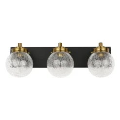 Black Brass Crackle Glass Globe Vanity Wall Lamp
