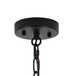 Black Brass 6-Light Rippled Glass Drum Cage Chandelier