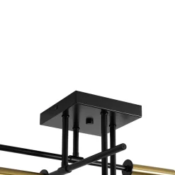 Black Brass 4-Light Sputnik Linear Semi Flush Mount