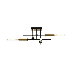 Black Brass 4-Light Sputnik Linear Semi Flush Mount