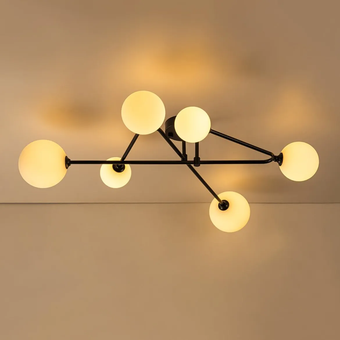 Black Frosted Bubble Linear Sputnik Semi Flush Mount