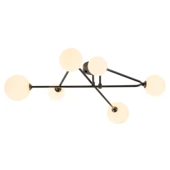 Black Frosted Bubble Linear Sputnik Semi Flush Mount