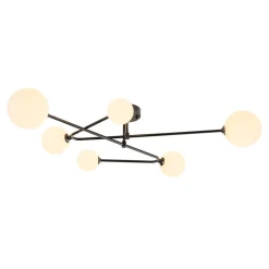 Black Frosted Bubble Linear Sputnik Semi Flush Mount