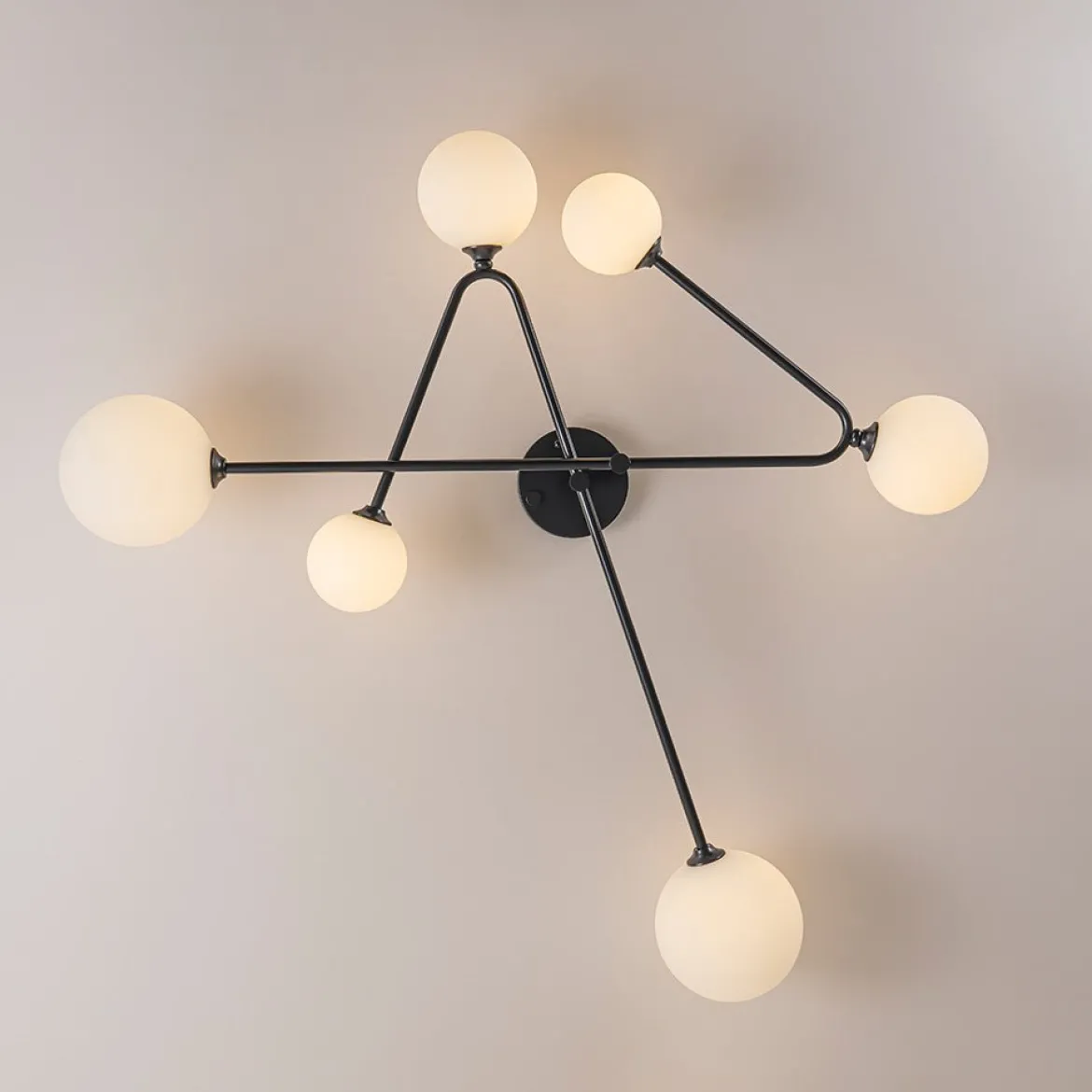 Black Frosted Bubble Linear Sputnik Semi Flush Mount