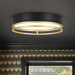 Black Gold Metal Round Dimmable LED Flush Mount Light 5CCT